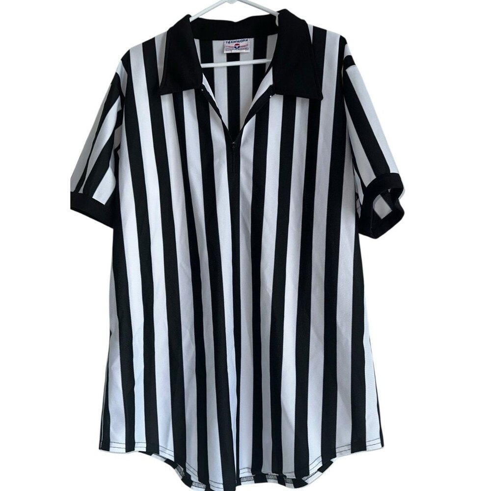 Vintage Teamwork Athletic Apparel Referee Shirt 1/4 Zip XL Made In U.S.A.